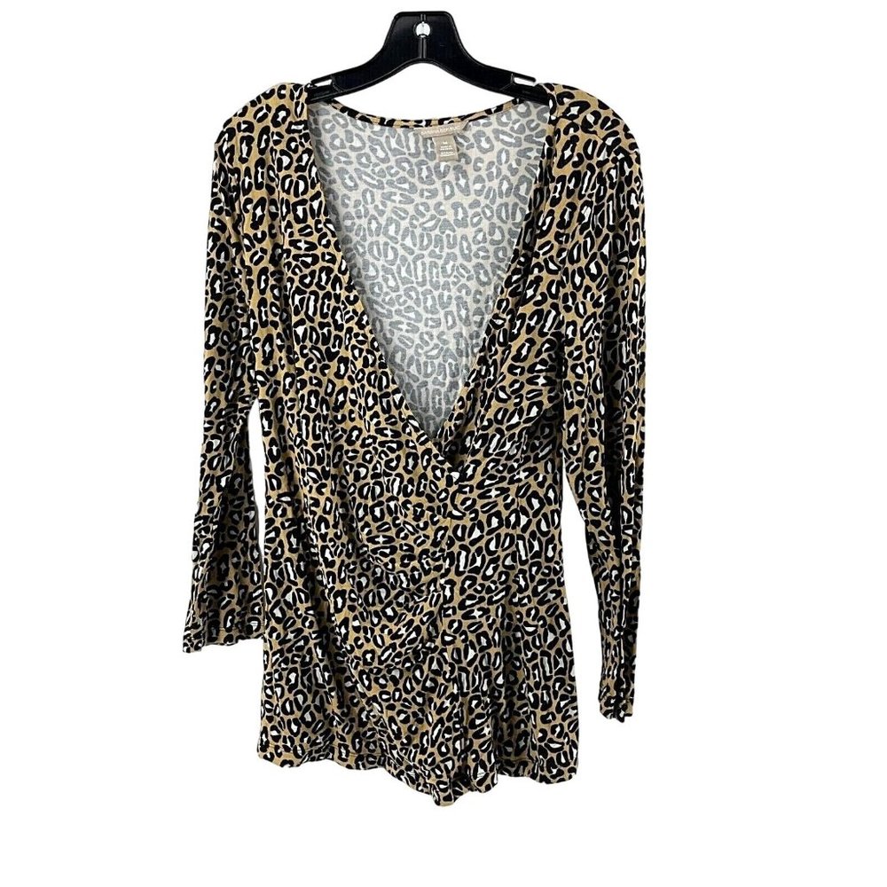 Banana Republic Women's Long Sleeve Cheetah Tunic Top Blouse Shirt Size Medium